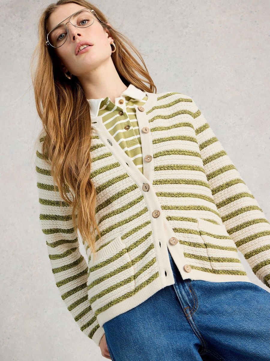 Gestreifter Cardigan aus Bio-Baumwolle