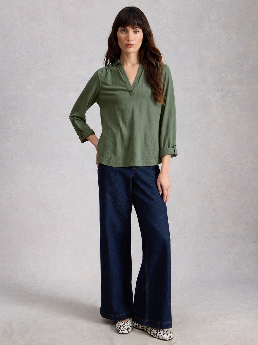 Legere Jerseybluse mit Knopfleiste