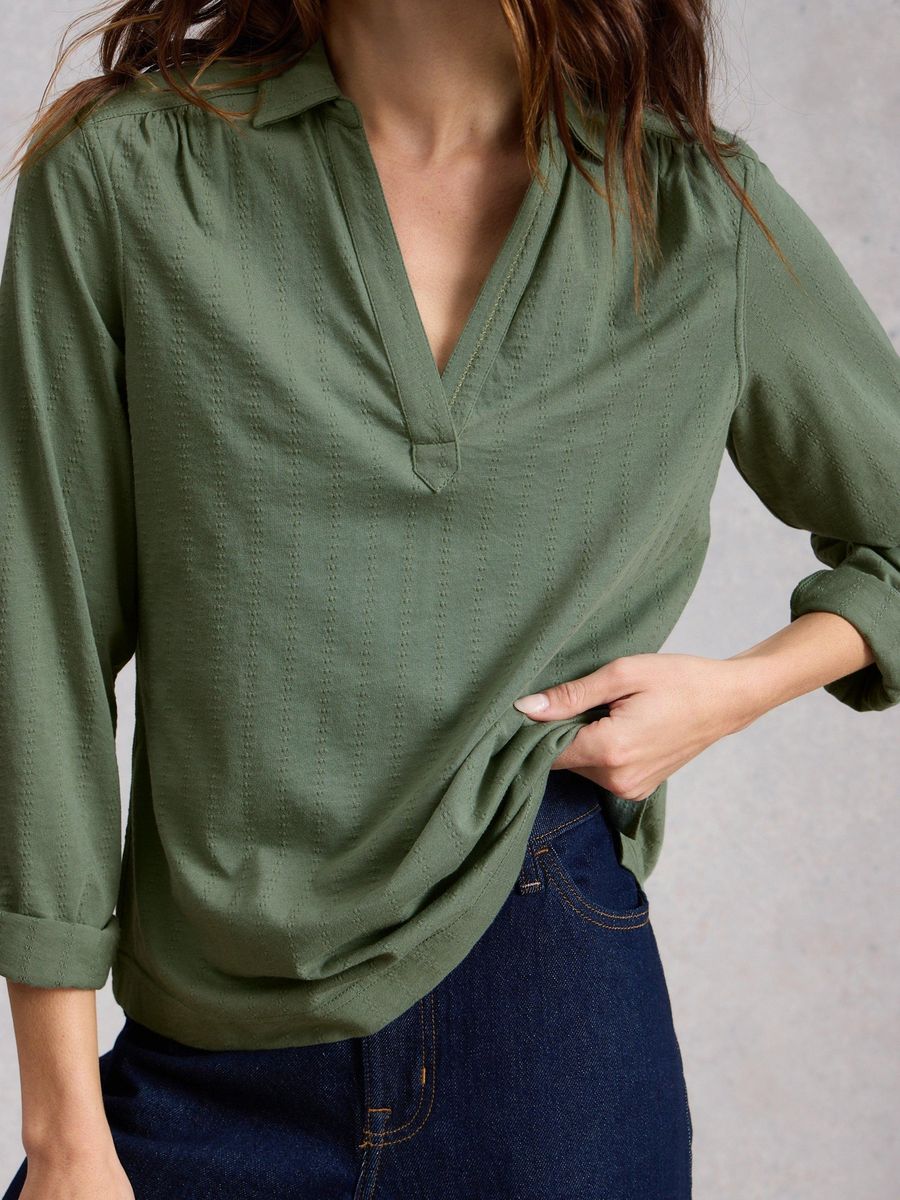 Legere Jerseybluse mit Knopfleiste