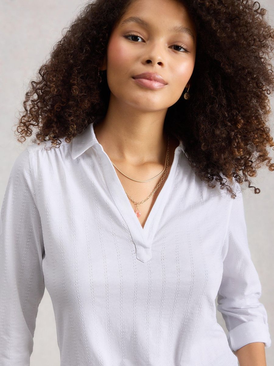Legere Jerseybluse mit Knopfleiste