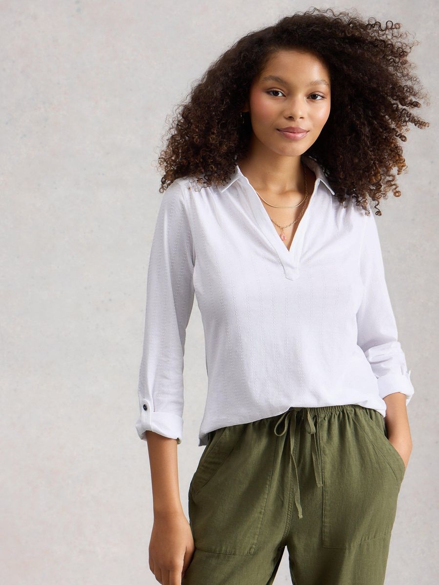 Legere Jerseybluse mit Knopfleiste