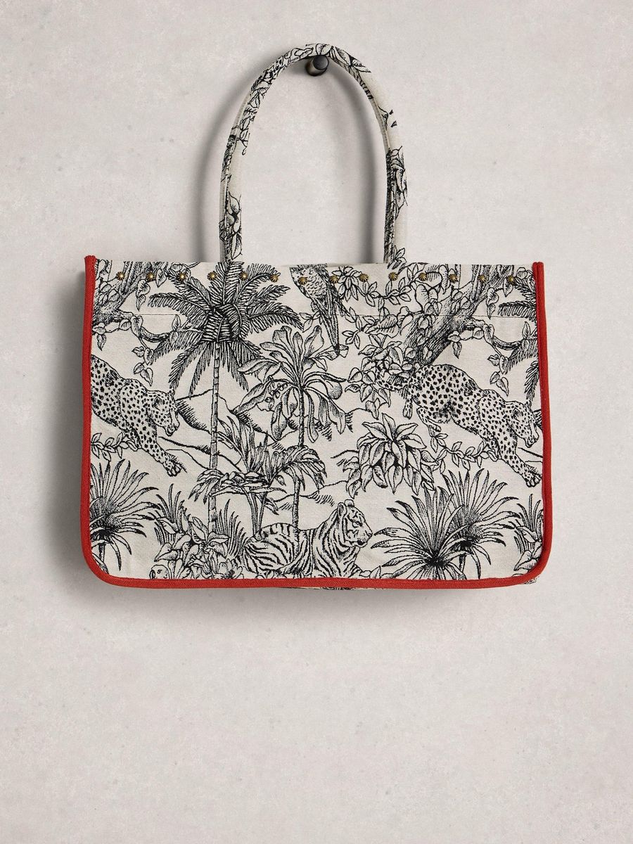 Übergroßer Jacquard-Shopper mit Dschungelprint