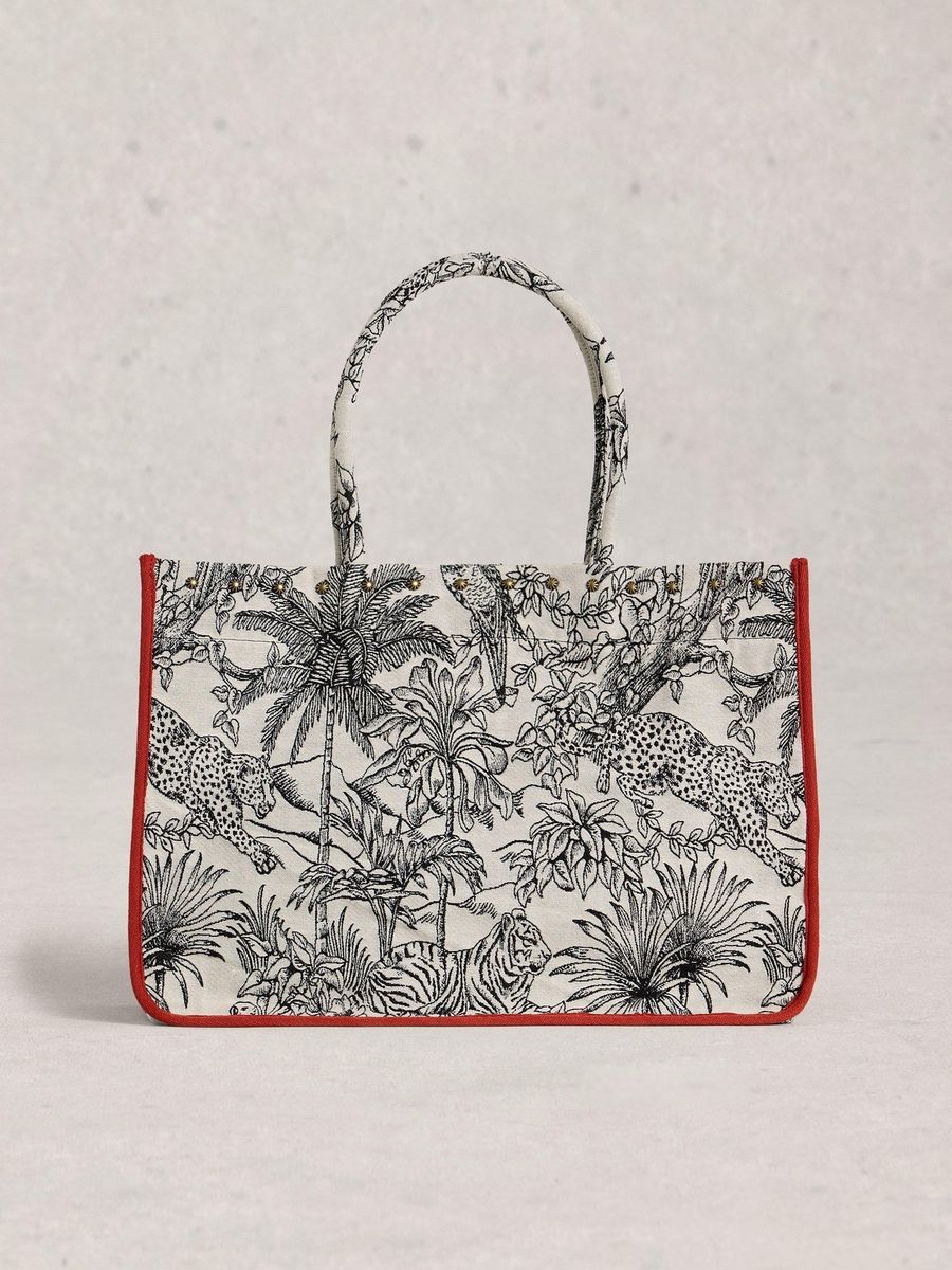 Übergroßer Jacquard-Shopper mit Dschungelprint