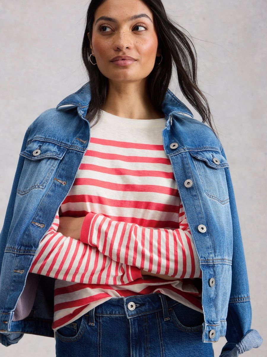 Klassisches Gestreiftes Baumwollshirt im Breton-Stil