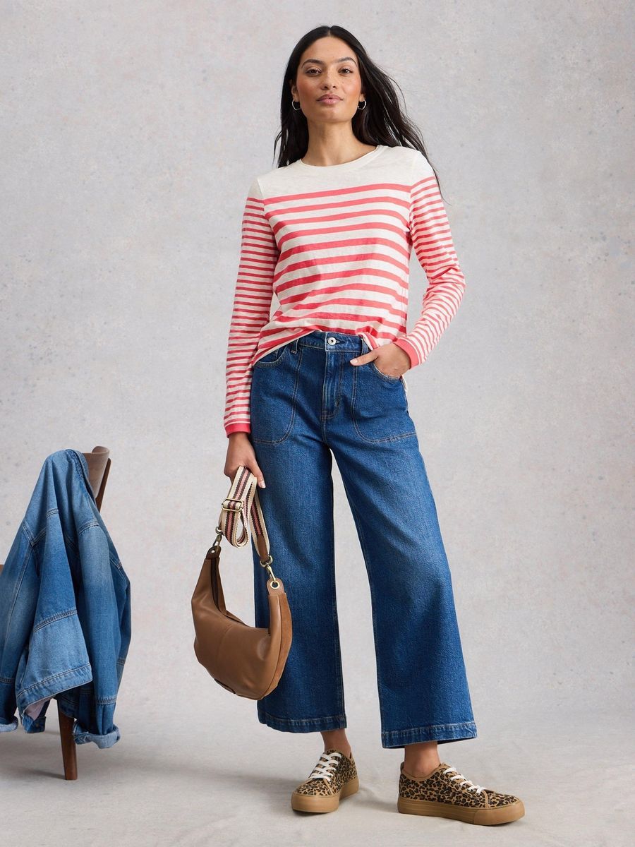 Klassisches Gestreiftes Baumwollshirt im Breton-Stil