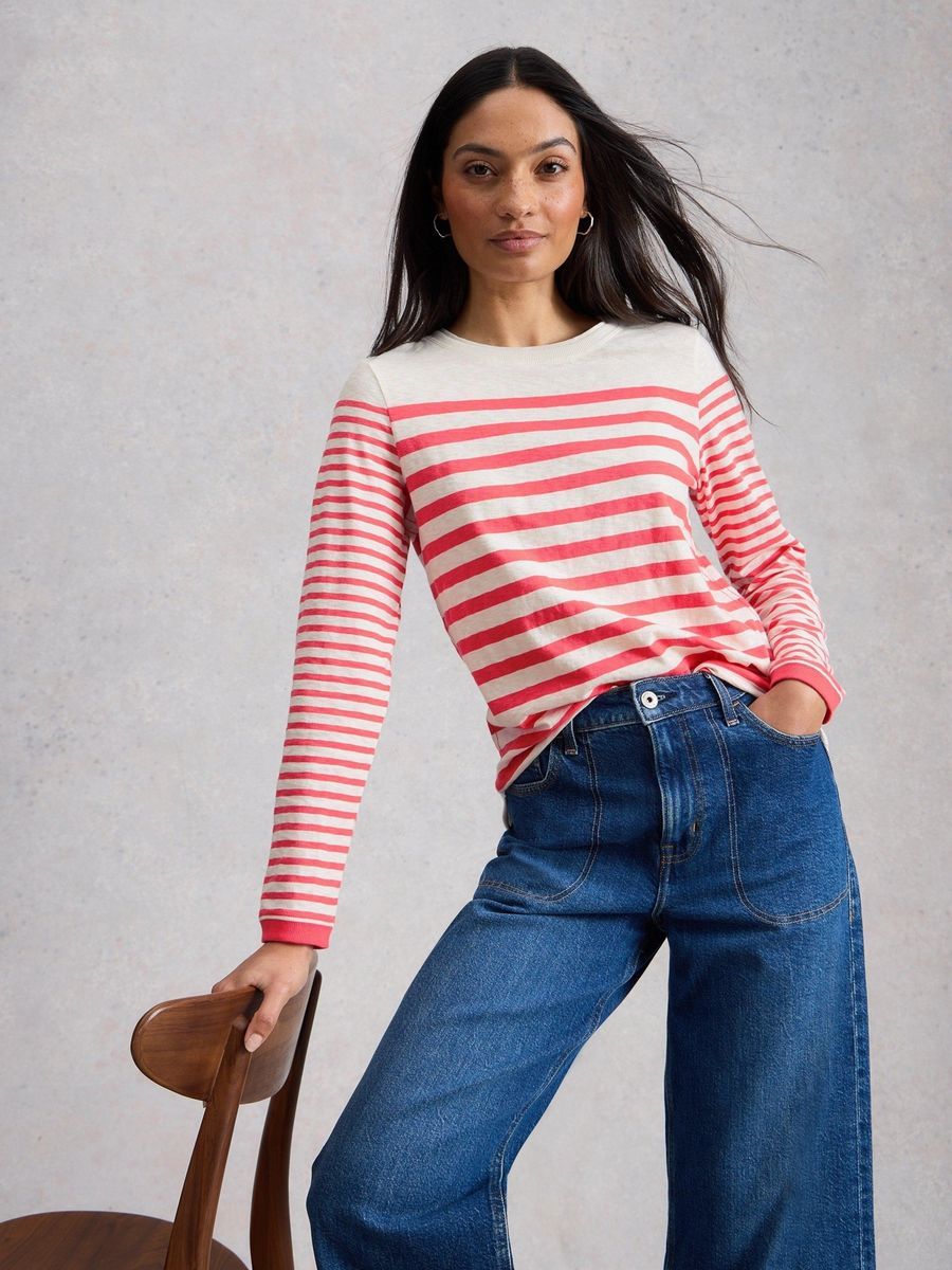 Klassisches Gestreiftes Baumwollshirt im Breton-Stil