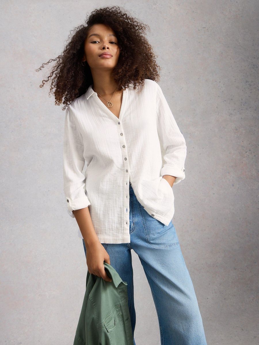 Lange Bluse aus Bio-Baumwolle