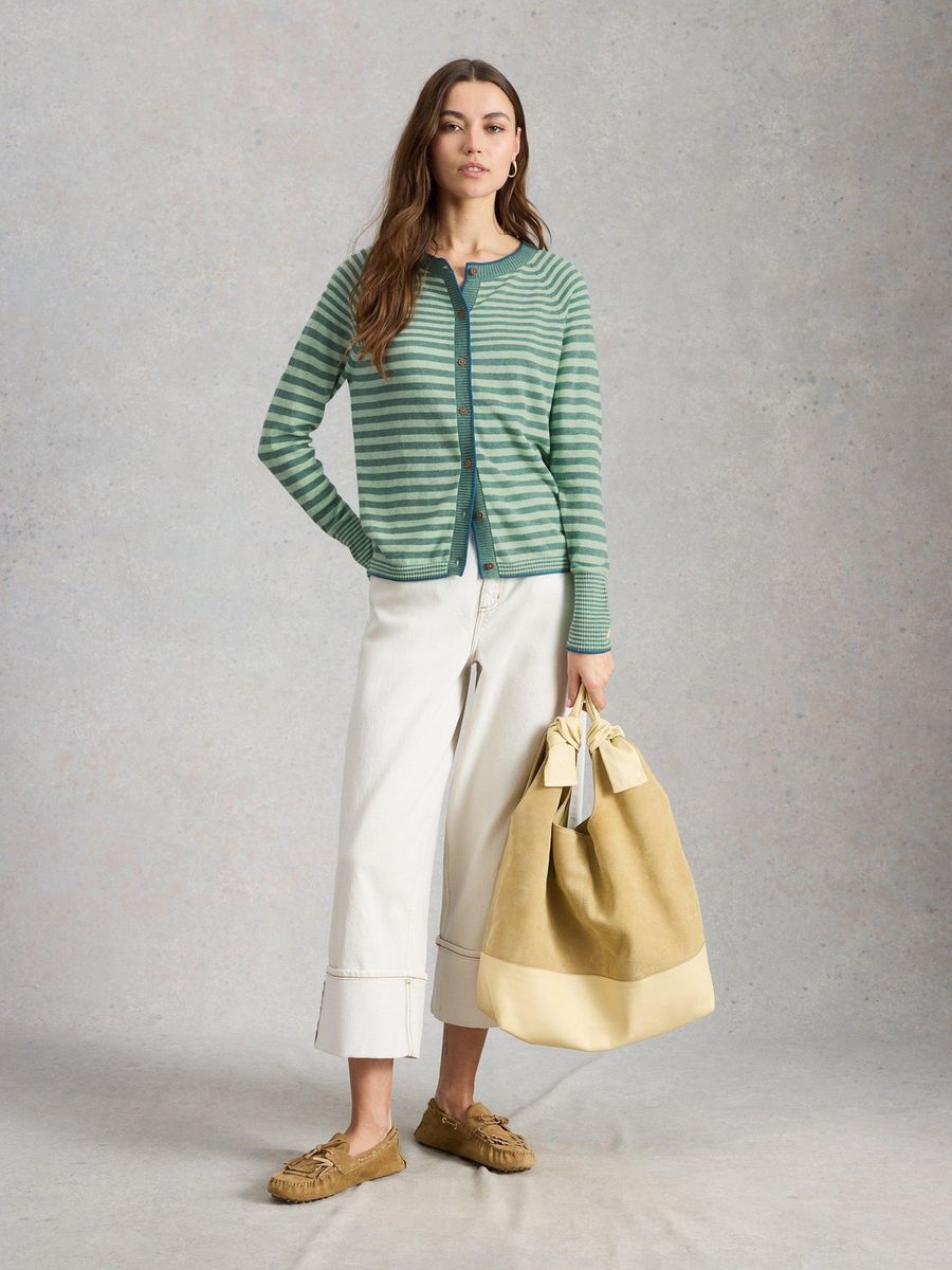Gestreifte Strickjacke aus Bio-Baumwolle
