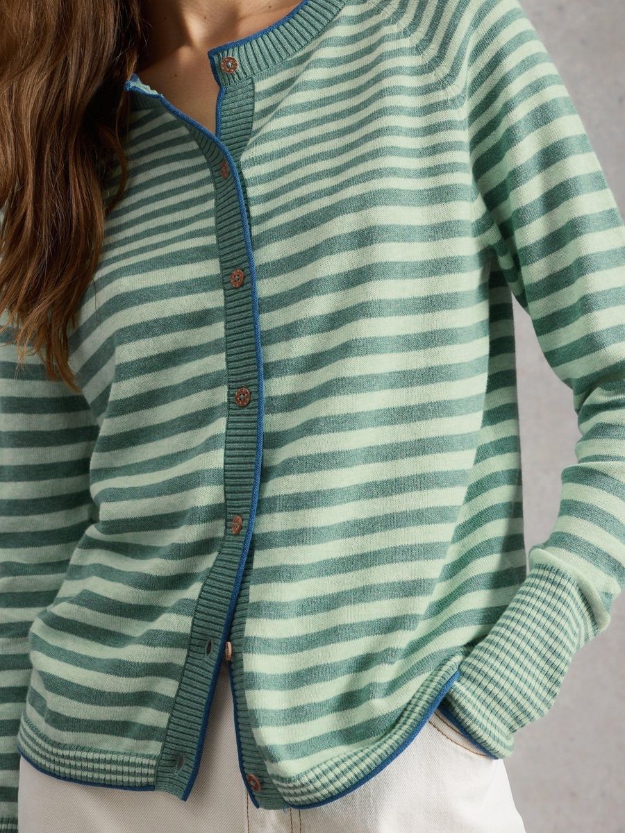 Gestreifte Strickjacke aus Bio-Baumwolle