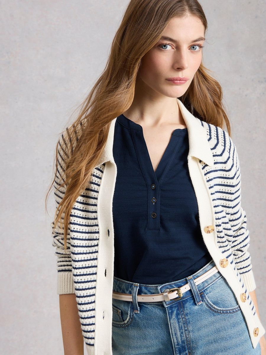 Strukturiertes ärmelloses Henley-Top