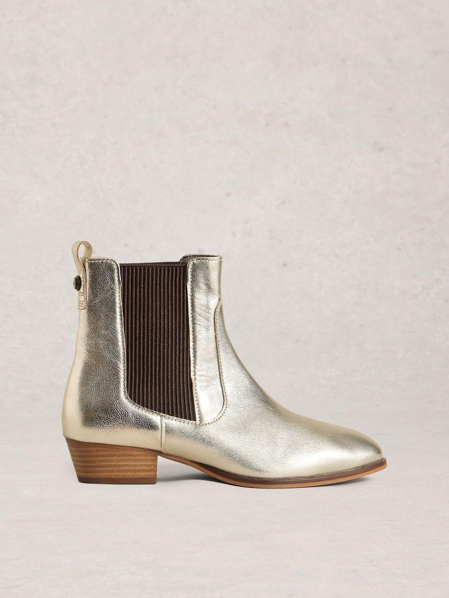 Chelsea-Stiefeletten in Metallic-Optik