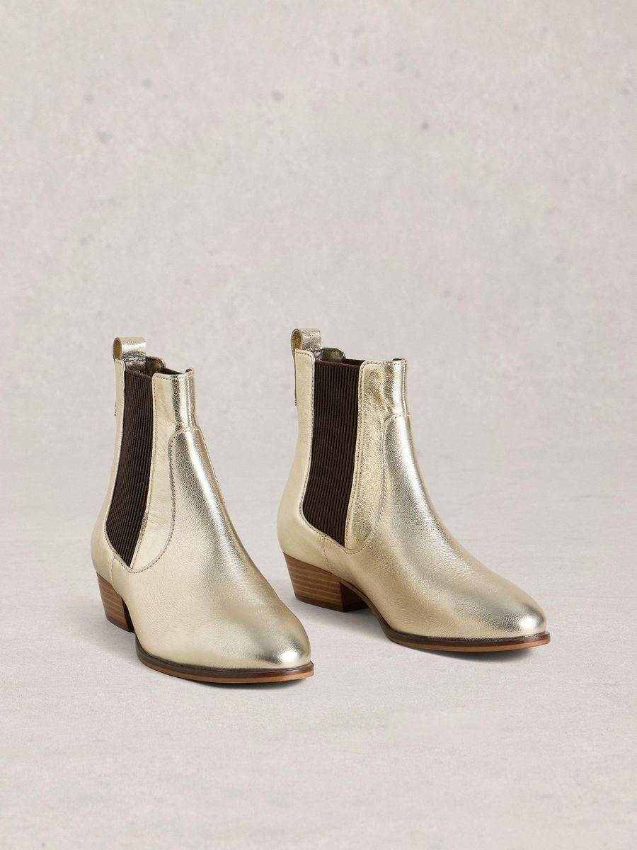 Chelsea-Stiefeletten in Metallic-Optik