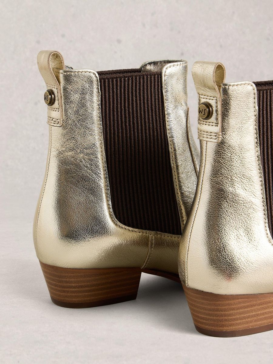 Chelsea-Stiefeletten in Metallic-Optik