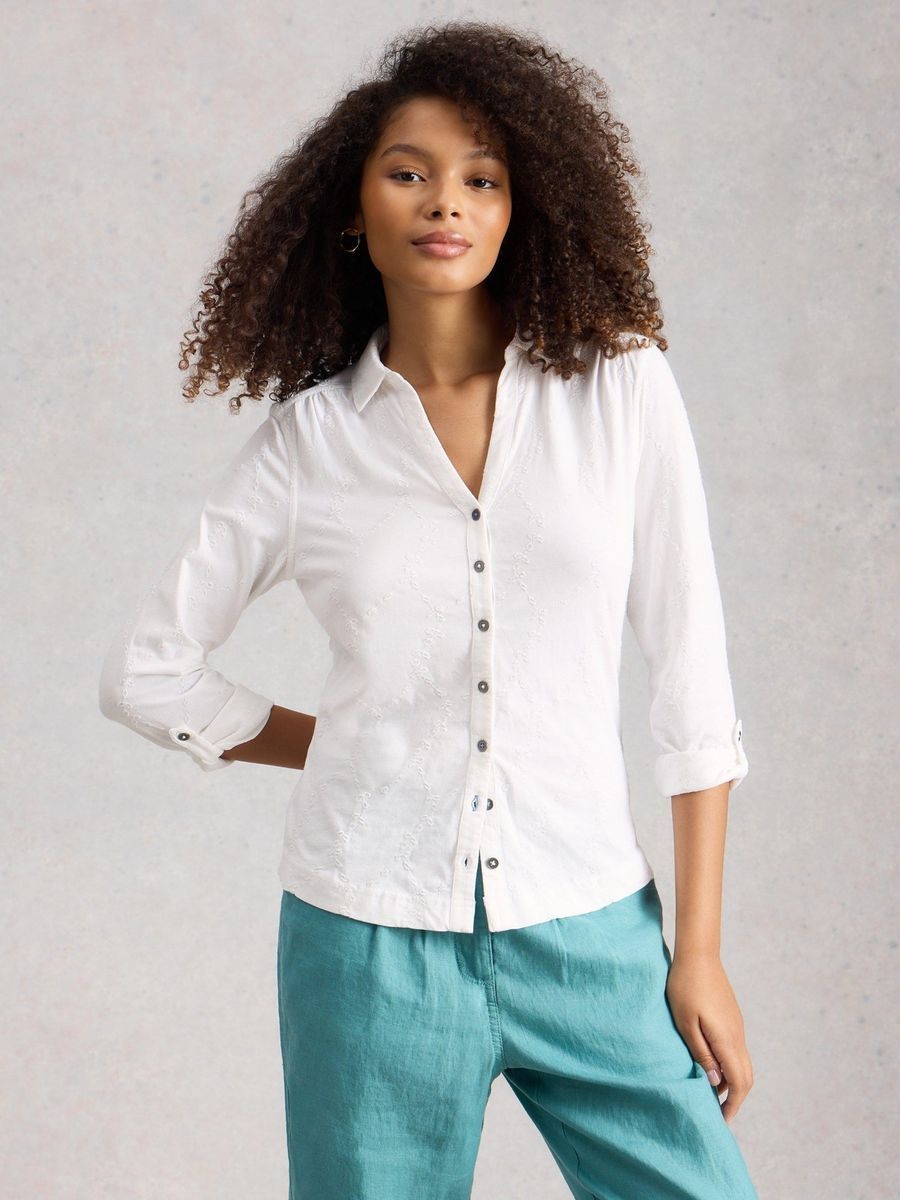Bestickte Baumwoll-Jerseybluse