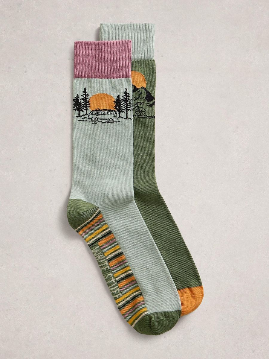 Socken mit Sonnenuntergangs- und Naturmotiv