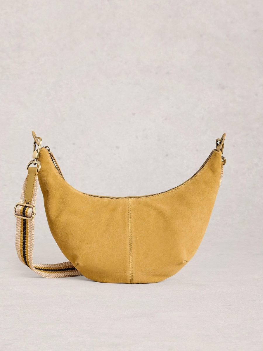 Halbmondförmige Crossbody-Tasche aus Wildleder
