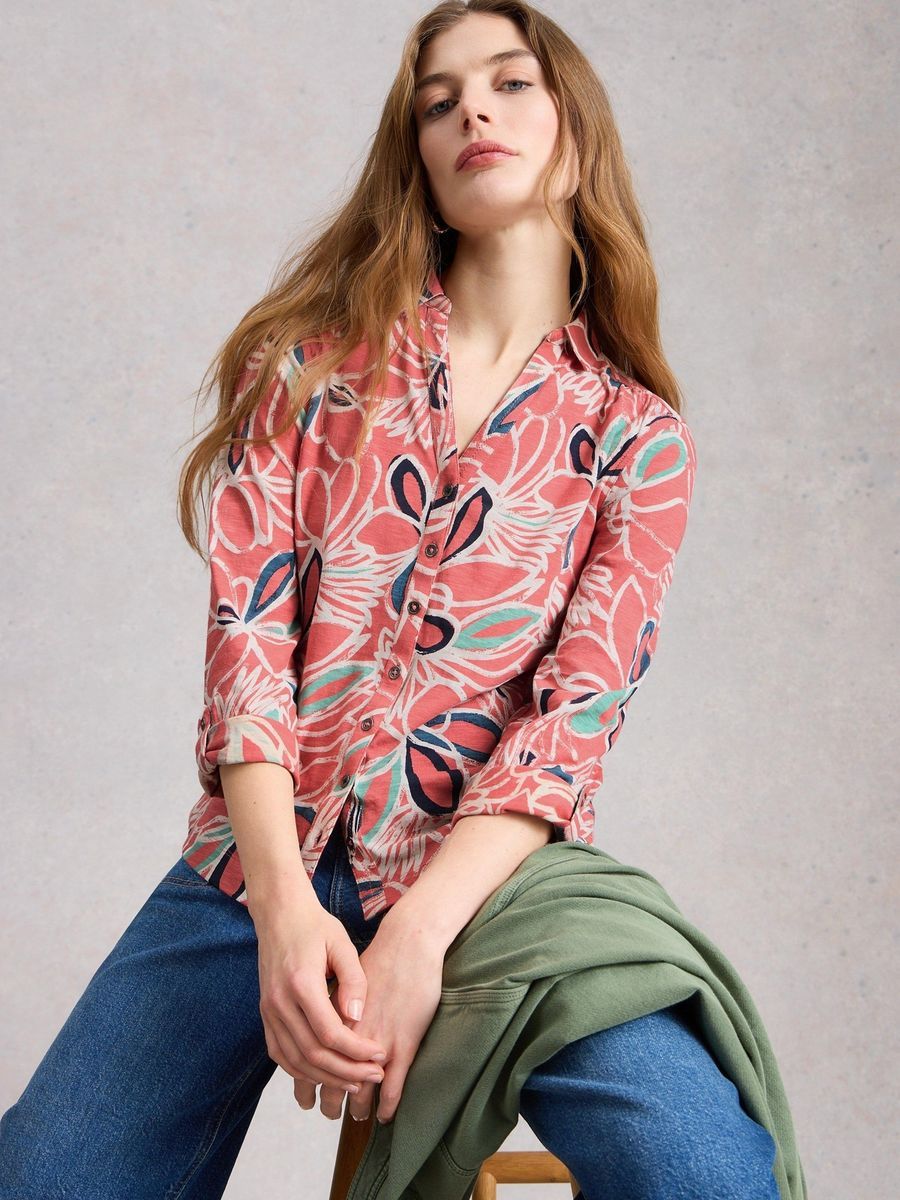 Klassische Jerseybluse mit Blumenmuster