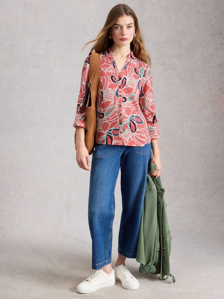 Klassische Jerseybluse mit Blumenmuster