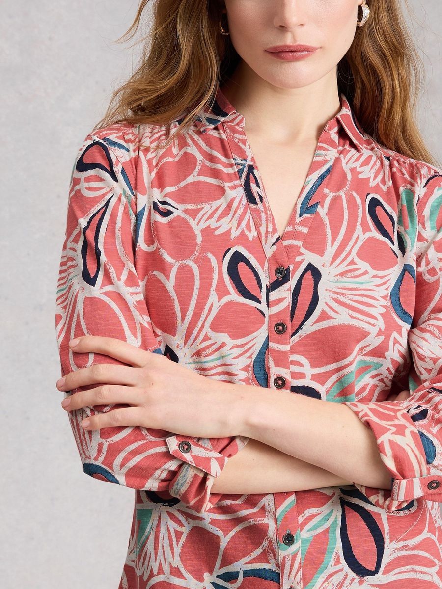 Klassische Jerseybluse mit Blumenmuster