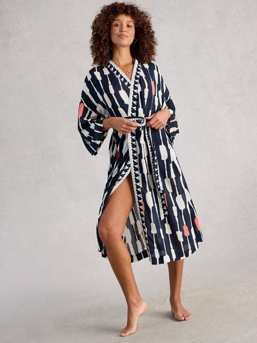 Strandkimono mit markantem Grafik-Print