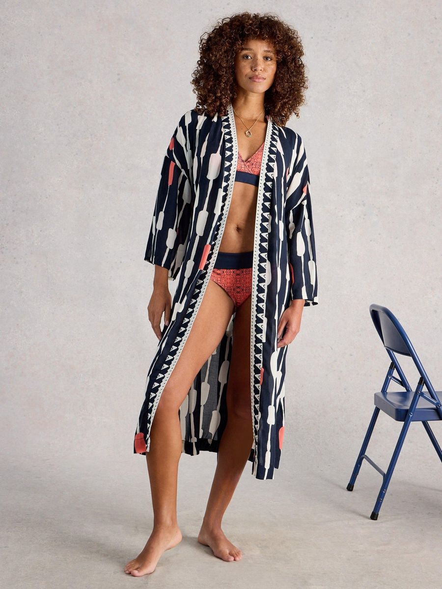 Strandkimono mit markantem Grafik-Print