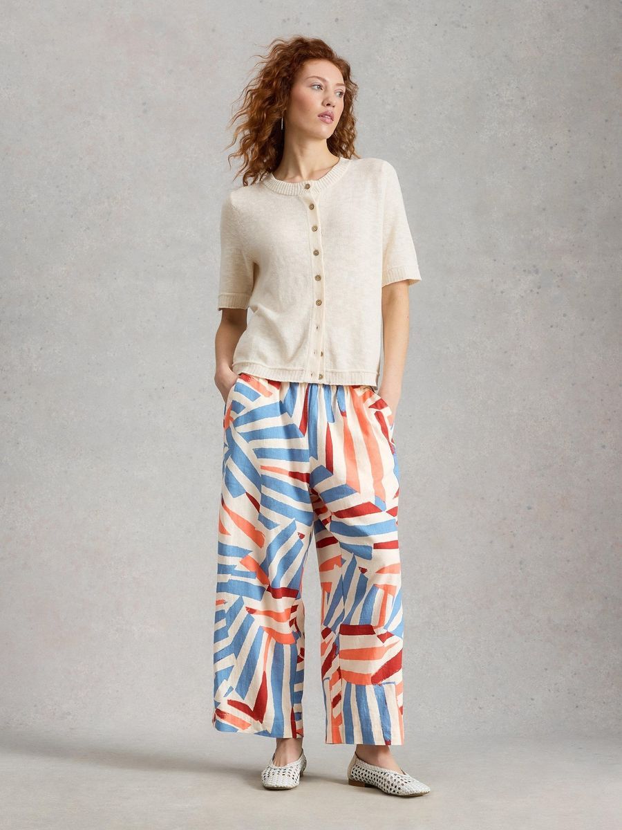 Culotte aus Leinenmischung mit abstraktem Muster
