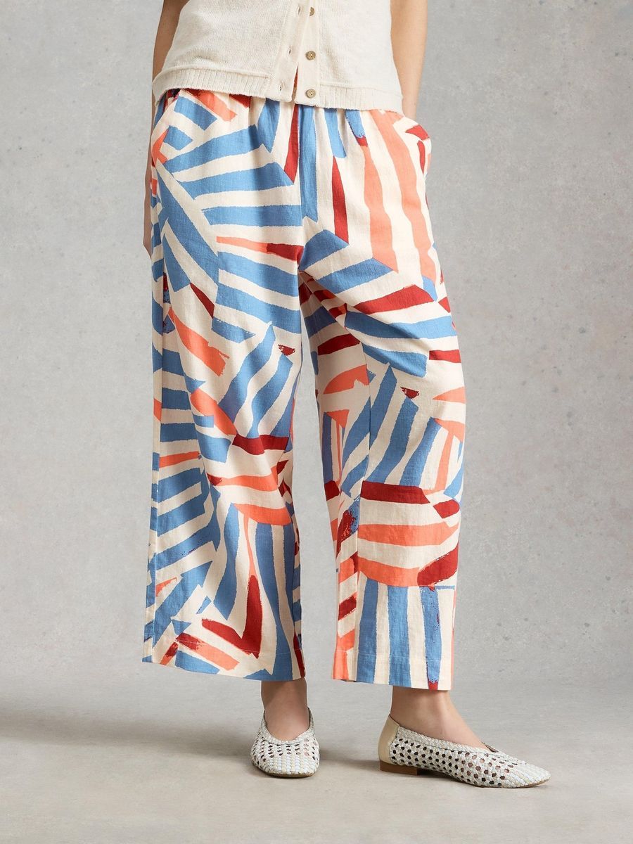 Culotte aus Leinenmischung mit abstraktem Muster