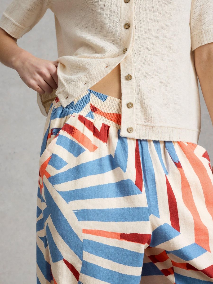 Culotte aus Leinenmischung mit abstraktem Muster