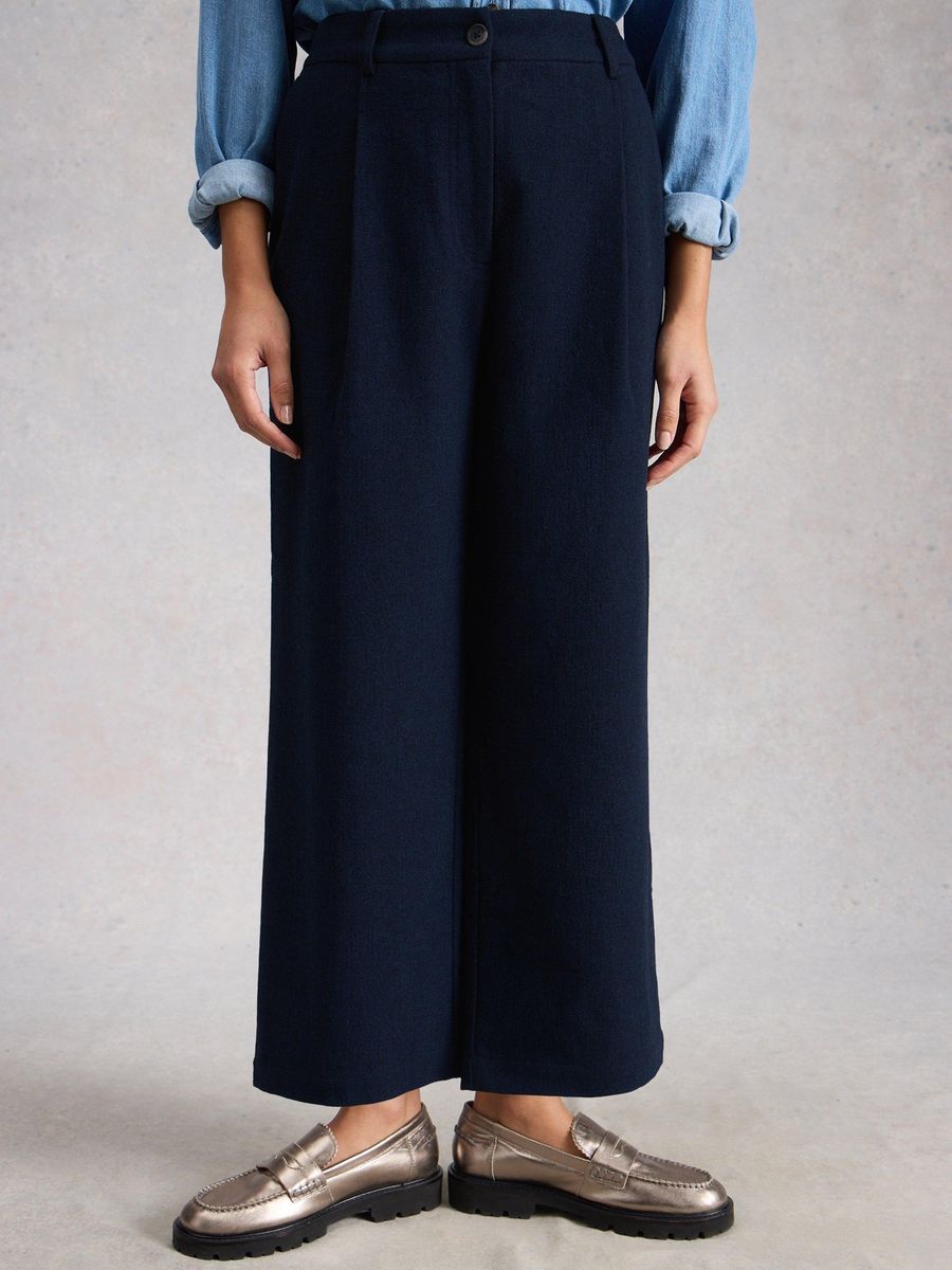 Elegante Tweed-Hose mit weitem Bein
