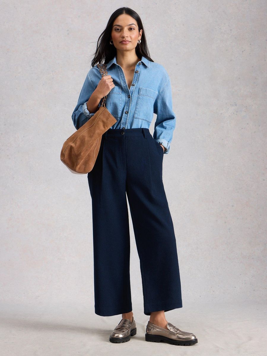 Elegante Tweed-Hose mit weitem Bein
