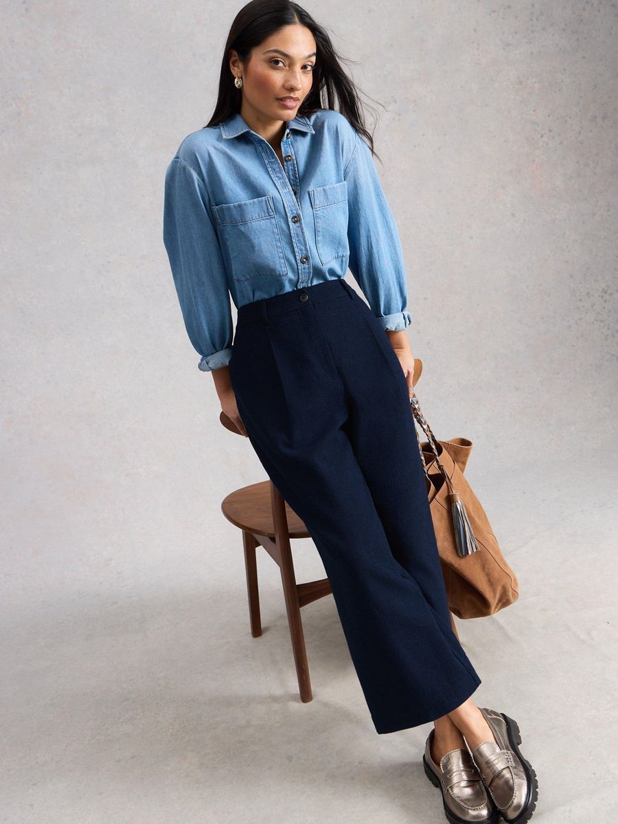 Elegante Tweed-Hose mit weitem Bein