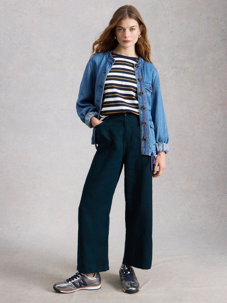 7/8-Leinenhose mit weitem Bein