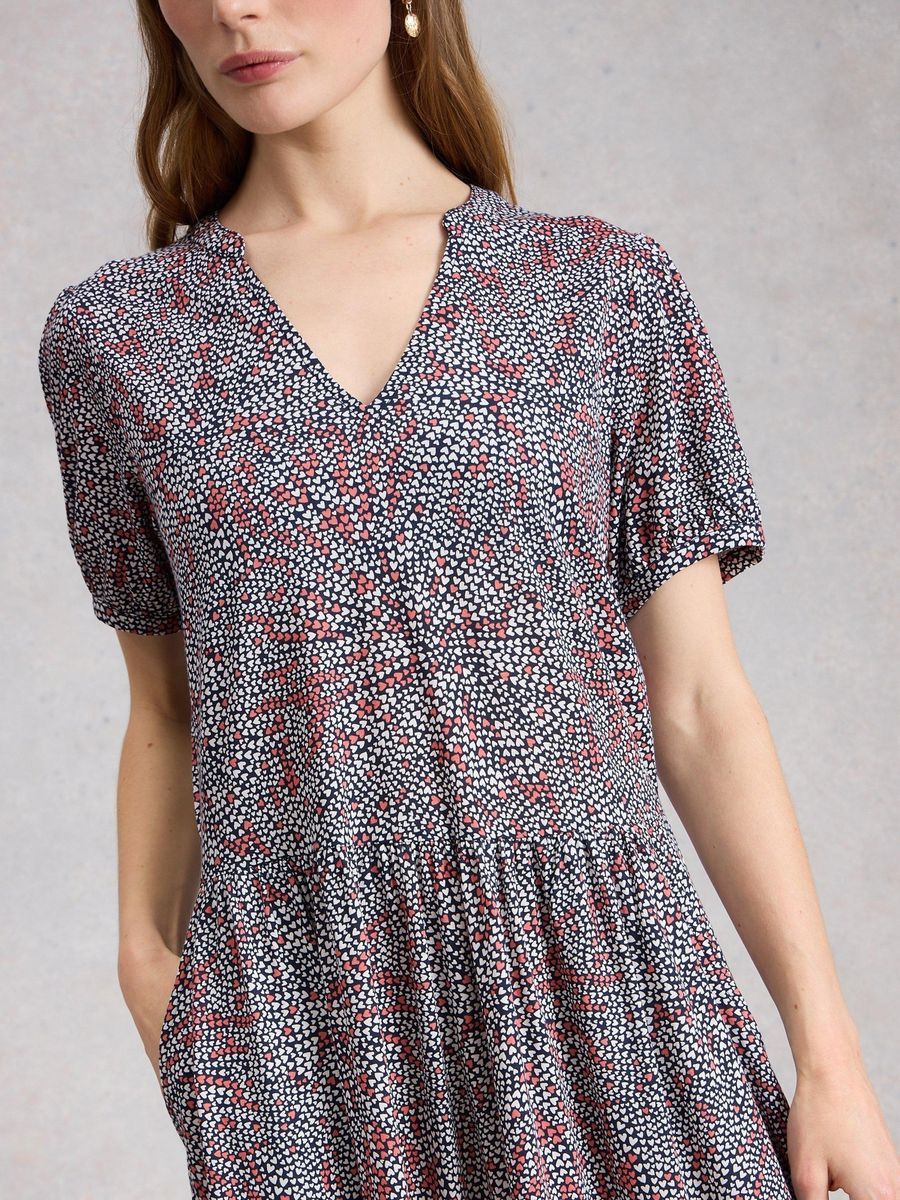 Midi-Jerseykleid mit Herz-Print