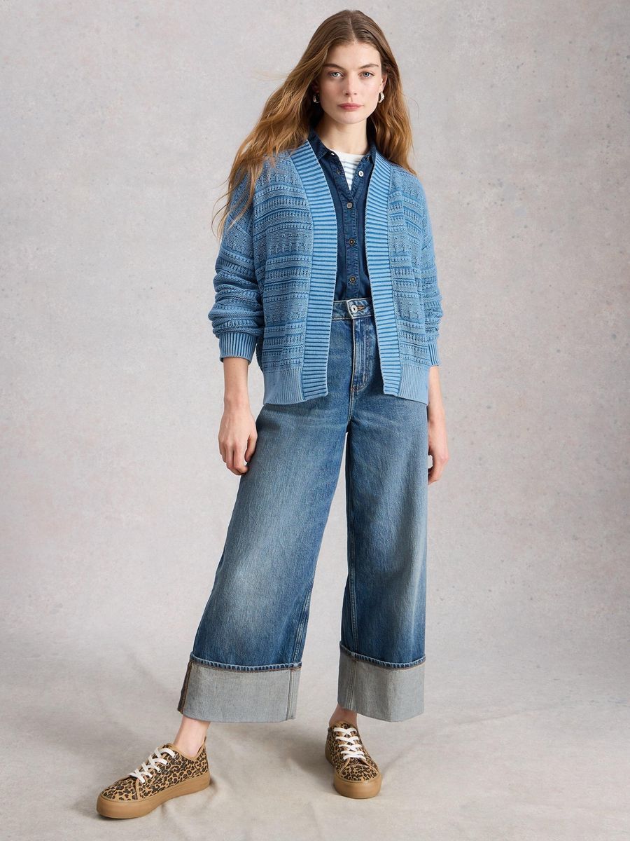 Strukturierte Strickjacke mit Schalkragen