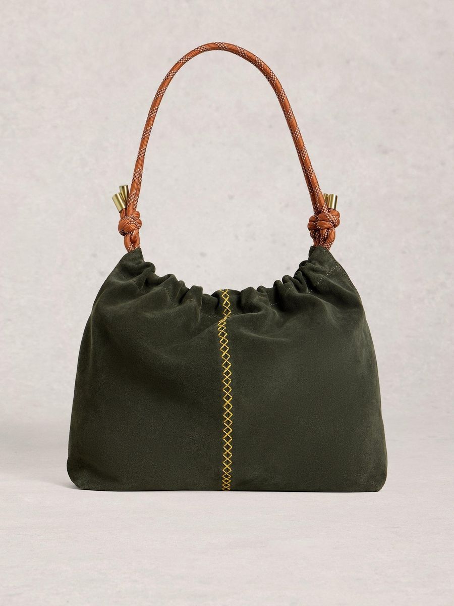 Beuteltasche aus Wildleder mit Kordelriemen