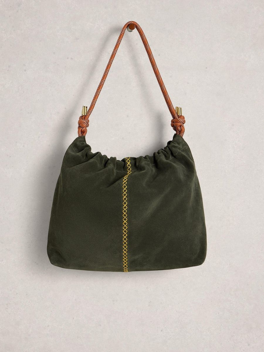 Beuteltasche aus Wildleder mit Kordelriemen