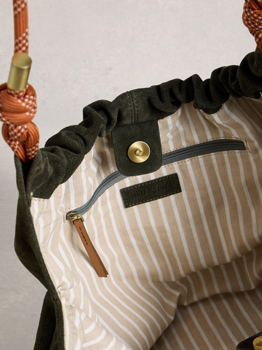 Beuteltasche aus Wildleder mit Kordelriemen