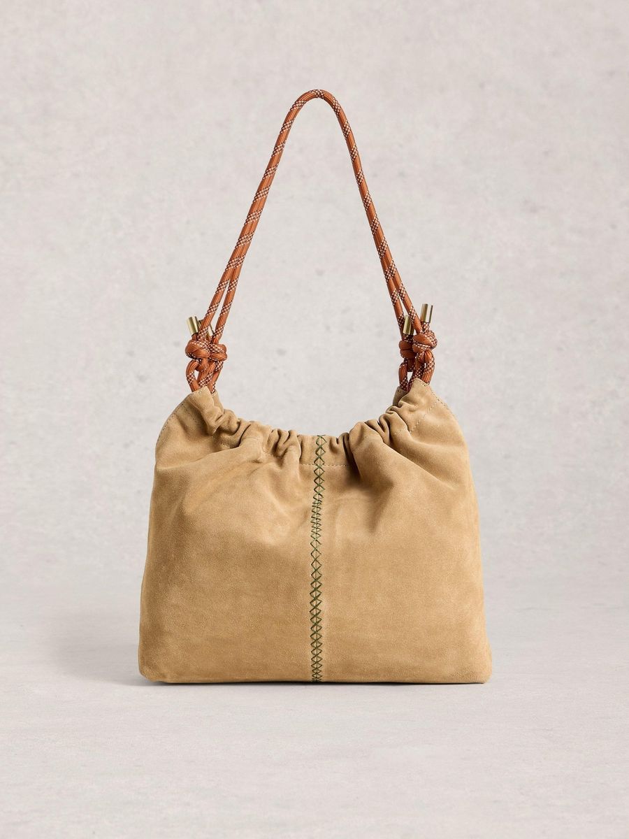 Beuteltasche aus Wildleder mit Kordelriemen