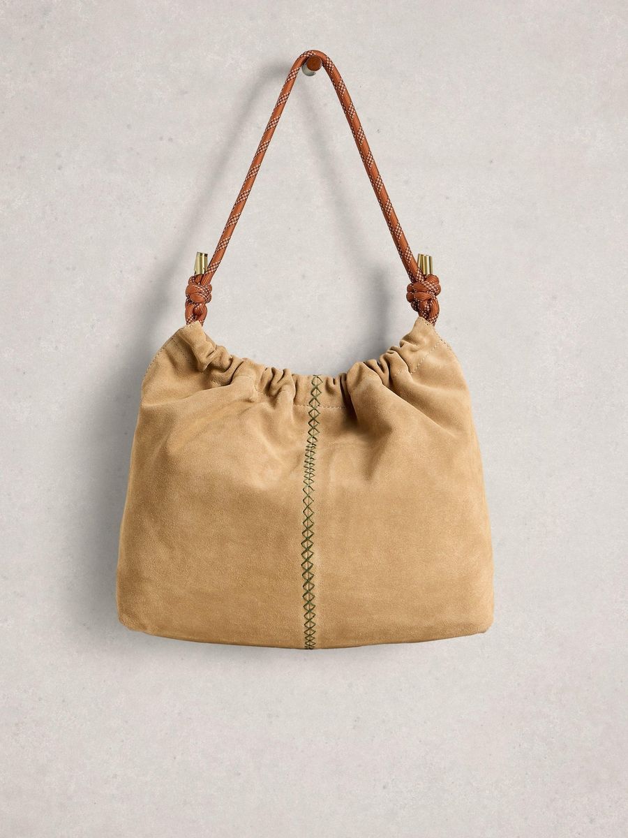 Beuteltasche aus Wildleder mit Kordelriemen