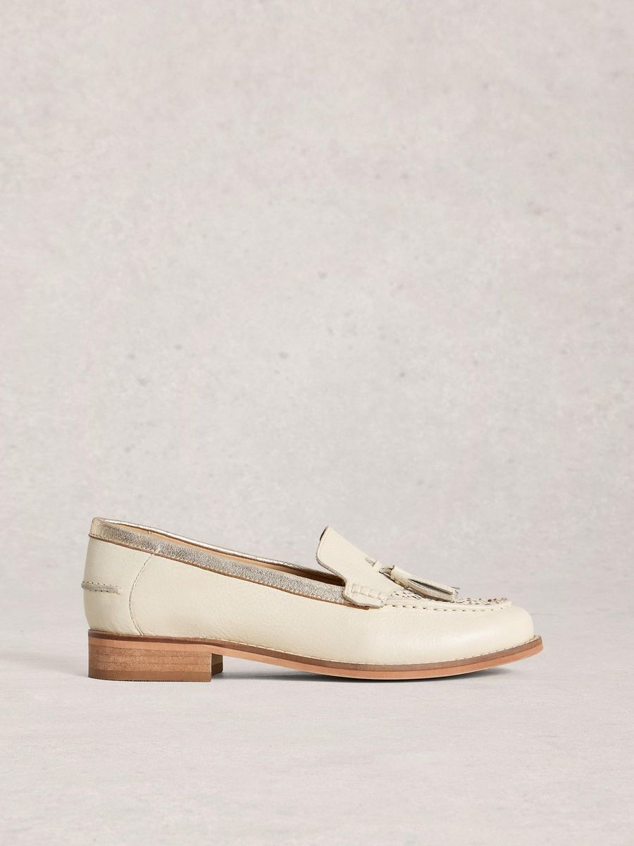 Quasten-Loafer mit Metallic-Besatz