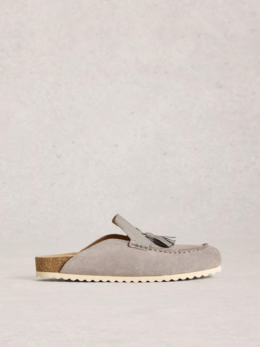 Suede-Mules mit Lederquasten
