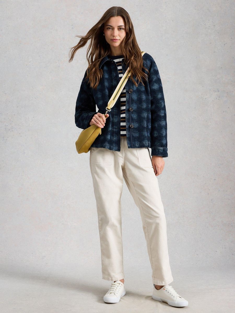 Relaxte Raglan-Jeansjacke mit Jacquard-Muster