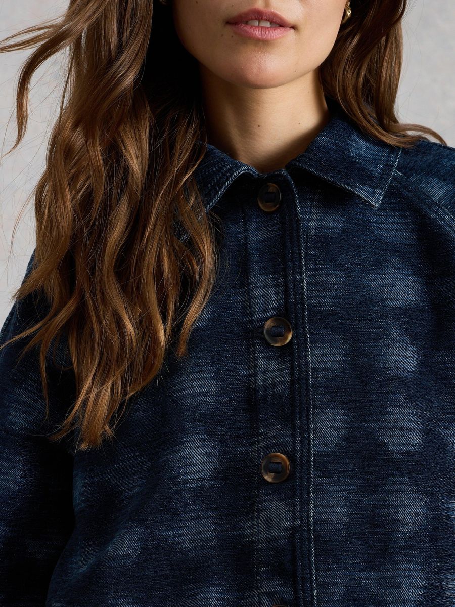 Relaxte Raglan-Jeansjacke mit Jacquard-Muster