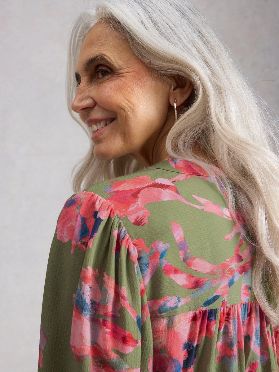 Bluse mit künstlerischem Blumenprint