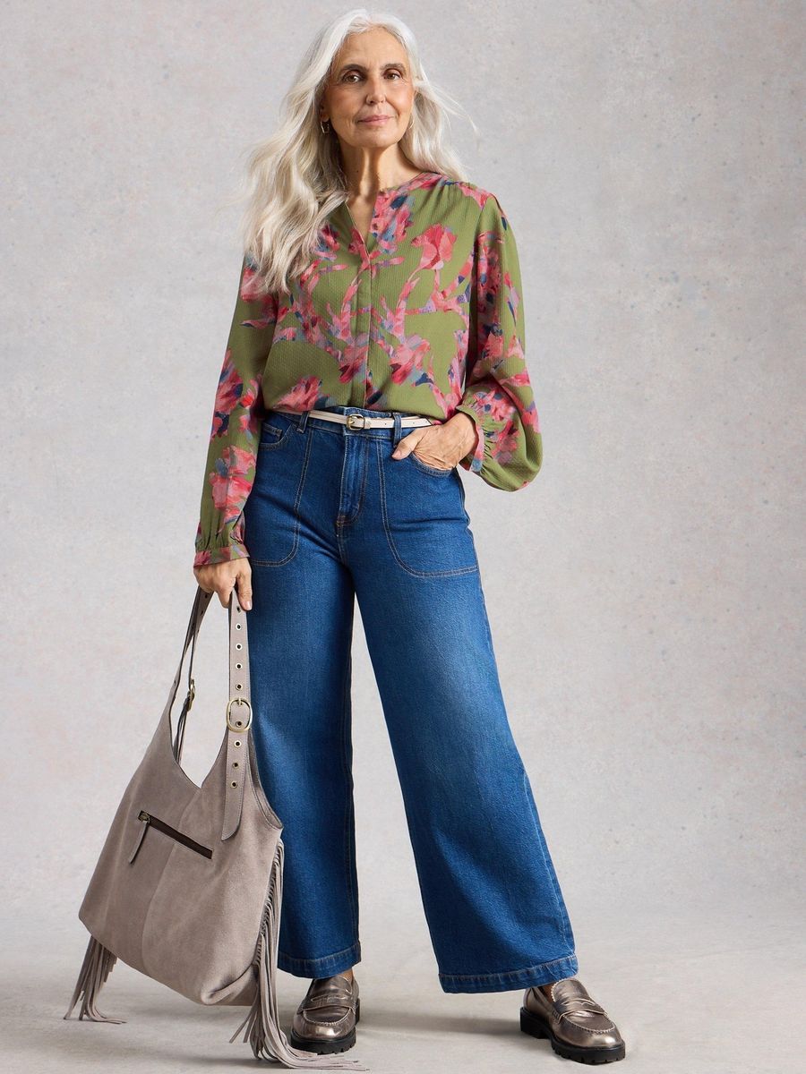 Bluse mit künstlerischem Blumenprint