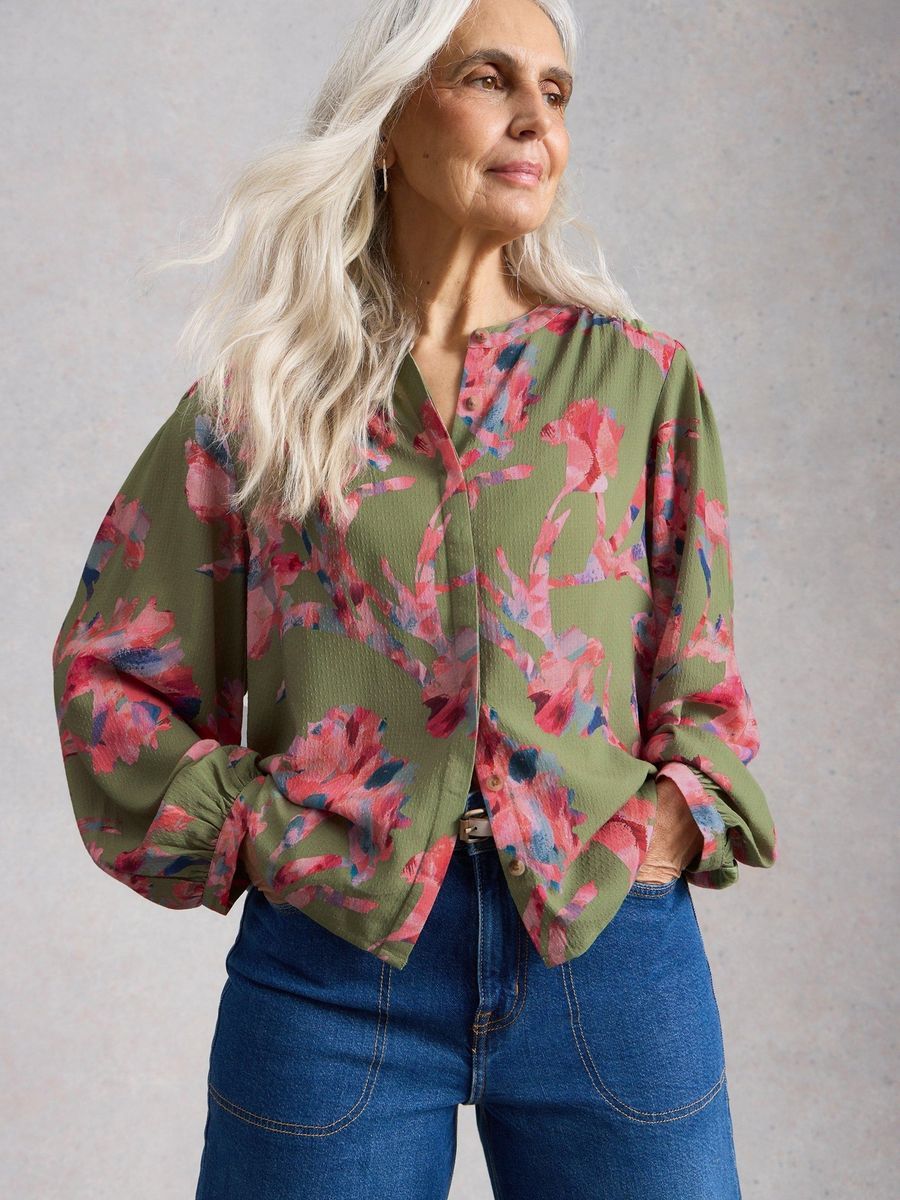 Bluse mit künstlerischem Blumenprint