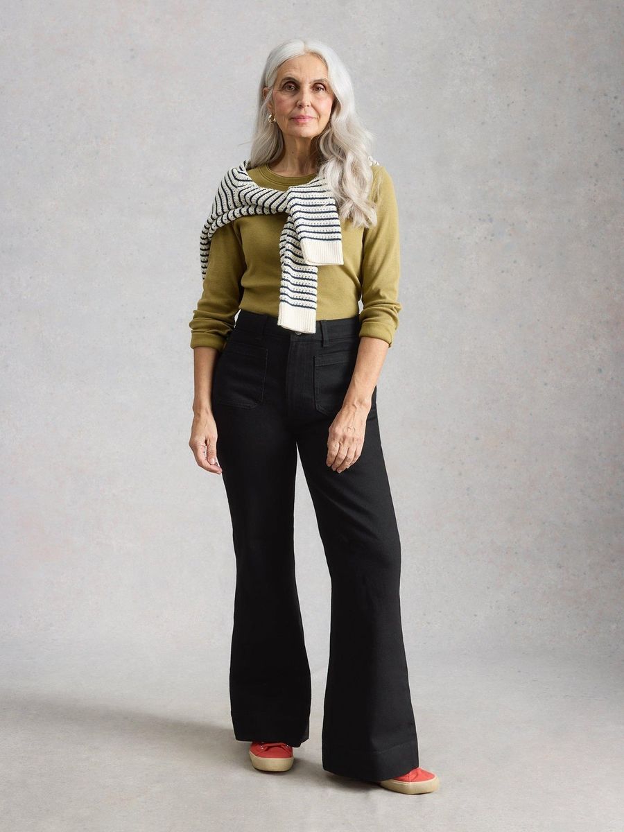 Frankie Ausgestellte High-Waist Jeans