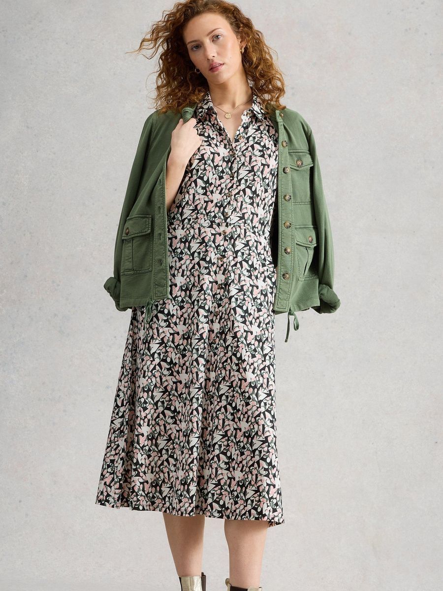 Gemustertes Jersey-Hemdblusenkleid