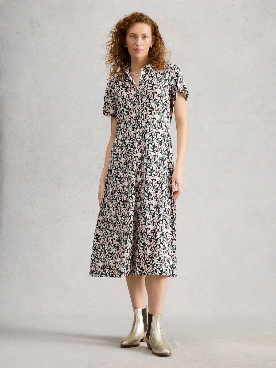 Gemustertes Jersey-Hemdblusenkleid