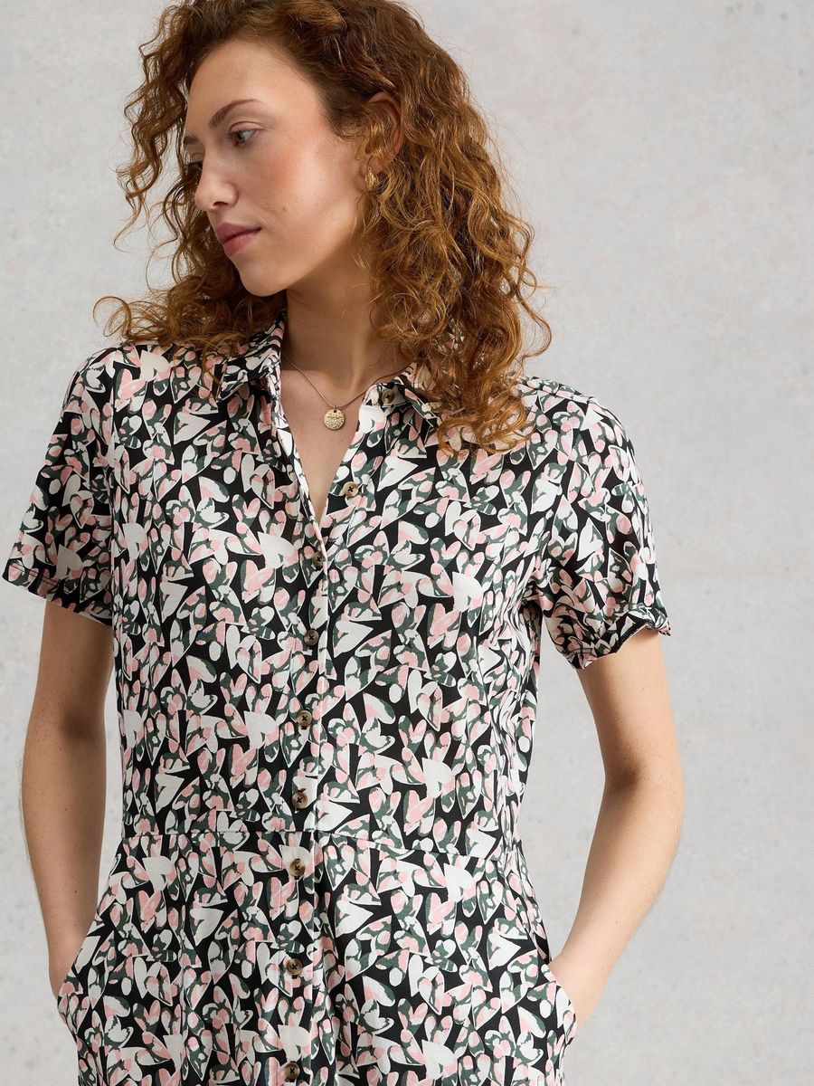 Gemustertes Jersey-Hemdblusenkleid